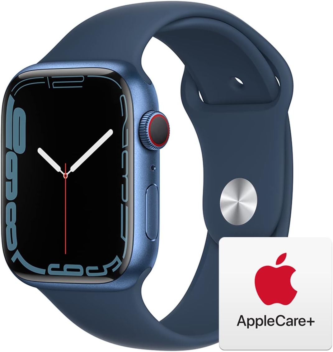 Apple Watch Series 7 [GPS + Cellular 45mm] Smart watch w/Blue Aluminum Case with Abyss Blue Sport Band. Fitness Tracker, Blood Oxygen & ECG Apps, Always-On Retina Display, Water Resistant AppleCare