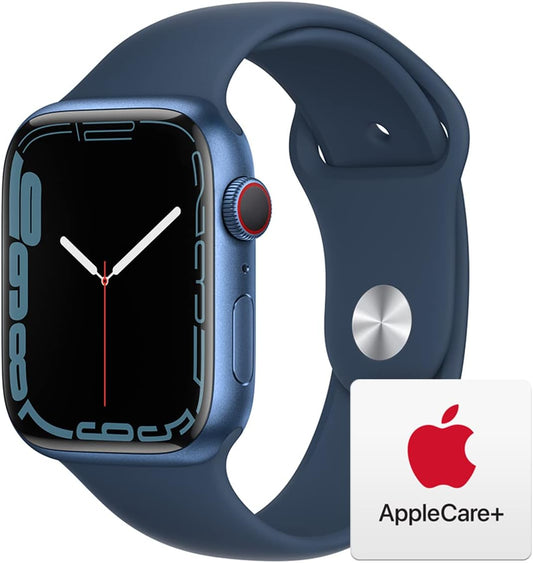 Apple Watch Series 7 [GPS + Cellular 45mm] Smart watch w/Blue Aluminum Case with Abyss Blue Sport Band. Fitness Tracker, Blood Oxygen & ECG Apps, Always-On Retina Display, Water Resistant AppleCare