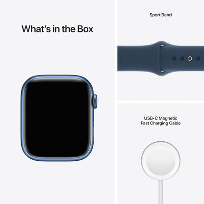 Apple Watch Series 7 [GPS + Cellular 45mm] Smart watch w/Blue Aluminum Case with Abyss Blue Sport Band. Fitness Tracker, Blood Oxygen & ECG Apps, Always-On Retina Display, Water Resistant AppleCare
