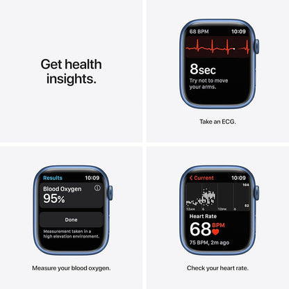 Apple Watch Series 7 [GPS + Cellular 45mm] Smart watch w/Blue Aluminum Case with Abyss Blue Sport Band. Fitness Tracker, Blood Oxygen & ECG Apps, Always-On Retina Display, Water Resistant AppleCare